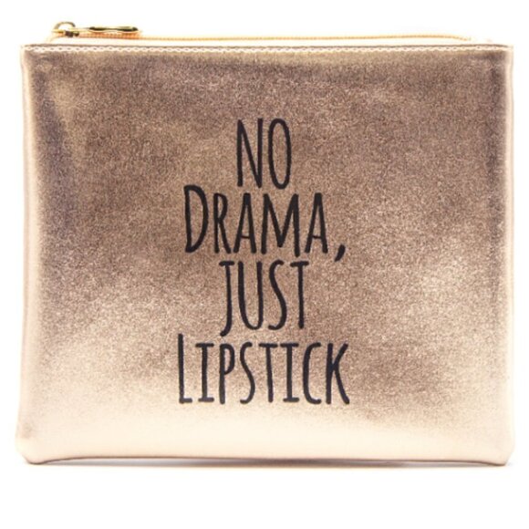 Rose Gold Vegan Leather-  NO DRAMA Just Lipstick -Cosmetic Bags x 2 !!! So cute! - Picture 1 of 1
